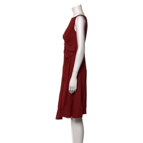 Valentino Authentic Solid Red Crew Neck Tank Knee Length Dress 4 Small Italy - Picture 2 of 9
